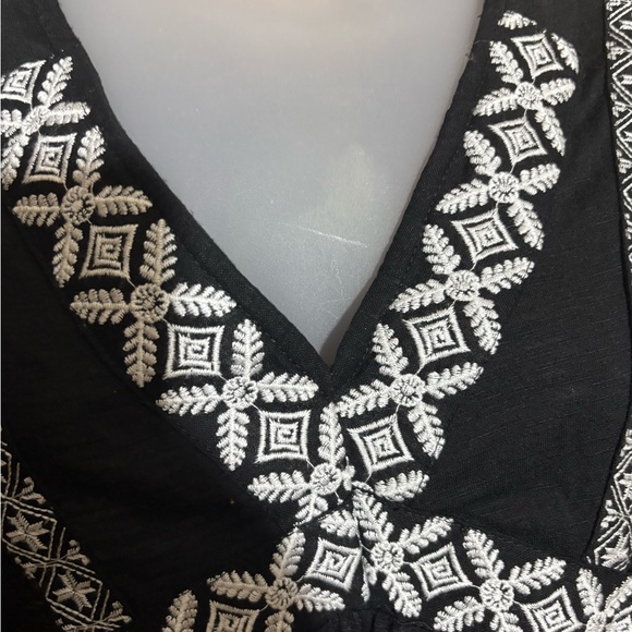 Black and White Embroidered Peplum Top - Picture 2 of 6